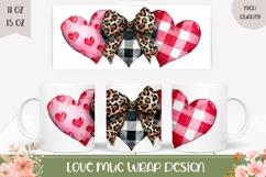Love Hearts Mug Sublimation, Leopard Bow Mug Template Product Image 1