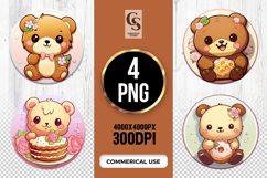 Cute Bear Dessert Clipart Sublimation PNG Product Image 1