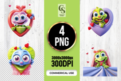 Cute Valentine Frog in Heart Frame PNG Product Image 1