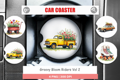 Groovy Bloom Riders 70s Car Coaster Product Image 1