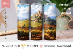 Vineyard Tumbler Wrap Design, Vintage Tumbler Sublimation Product Image 1