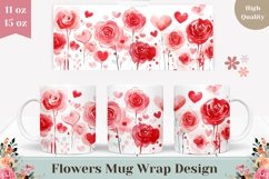 Watercolor Flowers Mug Design, Watercolor Rose Mug Template Product Image 1