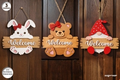 Valentine's Day Door Sign SVG Bundle | Door Hanger Laser Cut Product Image 1