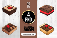 Chocolate Heart Candy Box Clipart Sublimation PNG Product Image 1