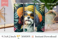 Summer Tumbler Wrap, Summer Shih Tzu Tumbler Design Product Image 1