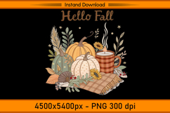 Hello Fall Pumpkins and Plaid Mug Sublimation PNG Product Image 1