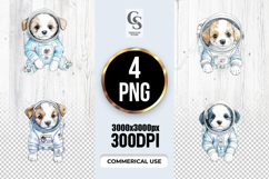 Watercolor Astronaut Puppy Clipart Sublimation PNG Product Image 1