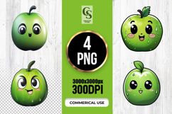 Green Apple Character Clipart Sublimation PNG Product Image 1