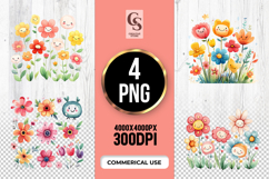 Cute Smiley Flower Clipart Sublimation PNG Product Image 1