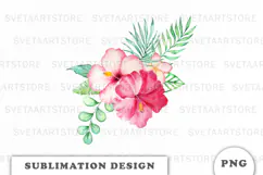 Watercolor Tropical Flowers Bouquet png Product Image 1