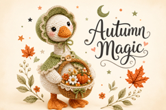 Autumn Magic PNG, Crochet Duck Fall Sublimation Clipart Product Image 1