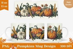 Vintage Pumpkins Mug Wrap, Harvest Pumpkin Mug Sublimation Product Image 1
