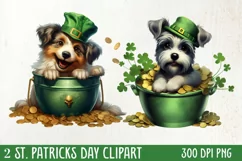 St Patricks Day Dog with Gold Coin Clipart, St Patricks Day Product Image 1
