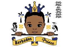 Barbados Prince SVG PNG African Caribbean Baby Boy Crown Product Image 1