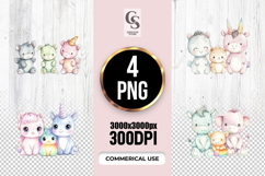 Pastel Fantasy Baby Animals Clipart Sublimation PNG Product Image 1