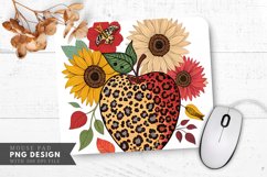Trendy Leopard Spot Apple Colorful Sunflowers Mouse Pad PNG Product Image 1