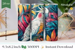 Cockatoo Tumbler Sublimation, Tropical Birds Tumbler Design Product Image 1