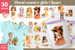 Floral Cowgirl Clipart Bundle farmhouse girl clipart Product Image 1