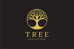 Circle Gold Tree Logo Design Vector Illustration Product Image 1