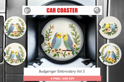 Car Coaster Budgerigar Embroidery Product Image 1