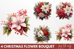 Christmas Flower Bouquet Clipart PNG Product Image 1