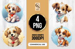 Cute Puppy With Collar Charm Clipart Sublimation PNG Product Image 1