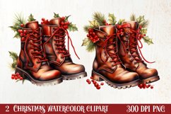 Watercolor Christmas Farm Clipart Product Image 2