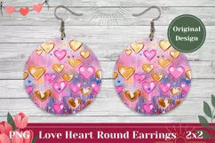 Valentines Round Earring PNG, Cute Love Hearts Sublimation Product Image 1