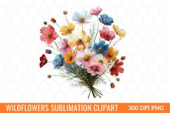 Colorful Wildflowers Sublimation Clipart Product Image 1