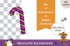 Hand Drawn Halloween Illustration, Halloween Candy Cane PNG Product Image 1