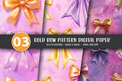 Gold Bow Pattern Digital Paper Product Image 1