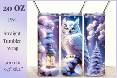 Sublimation Tumbler Wrap 3D White Owl / Png file Product Image 1