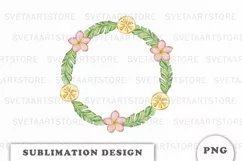 Watercolor Tropical flowers wreath PNG Product Image 1
