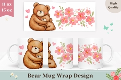 Bear Hugs For Mom Mug Design, Bear Mug Template Product Image 1