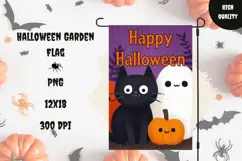Black Cat Garden Flag, Spooky Halloween Garden Flag Product Image 1
