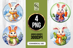 Winter Bunny Scarf Clipart Sublimation PNG Product Image 1