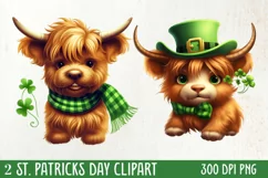 St Patricks Day Highland Cow Clipart, Highland Cow Clipart Product Image 2