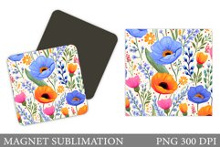 Flowers Magnet Design. Wildflowers Square Magnet Product Image 1