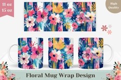 Watercolor Flowers Mug Design, Floral Mug Template Product Image 1