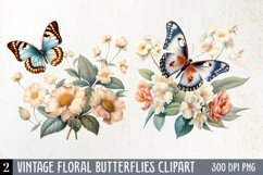 Vintage Floral Butterflies Clipart, butterflies Clipart Product Image 2