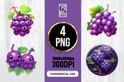 Purple Grapes Clipart Sublimation PNG Product Image 1