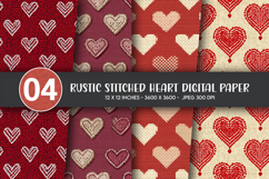 Rustic Stitched Heart Digital Paper Product Image 1