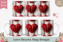 Embroidery Love Mug Wrap, Red Love Hearts Mug Design Product Image 1
