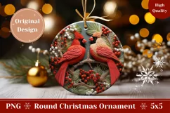 3D Christmas Ornament PNG, Red Cardinal Ornament Sublimation Product Image 1