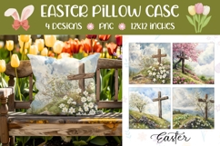 Christian Pillow Template, Easter Cross Pillowcase PNG Product Image 1