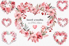 Valentines wreath watercolor hearts Product Image 1