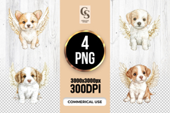 Watercolor Angel Puppy Clipart Sublimation PNG Product Image 1