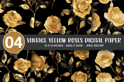 Vintage Yellow Roses Digital Paper Product Image 1