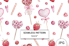 Sweets Heart Seamless Pattern, Valentines Digital Paper Product Image 1