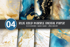 Blue Gold Marble Digital Paper Product Image 1